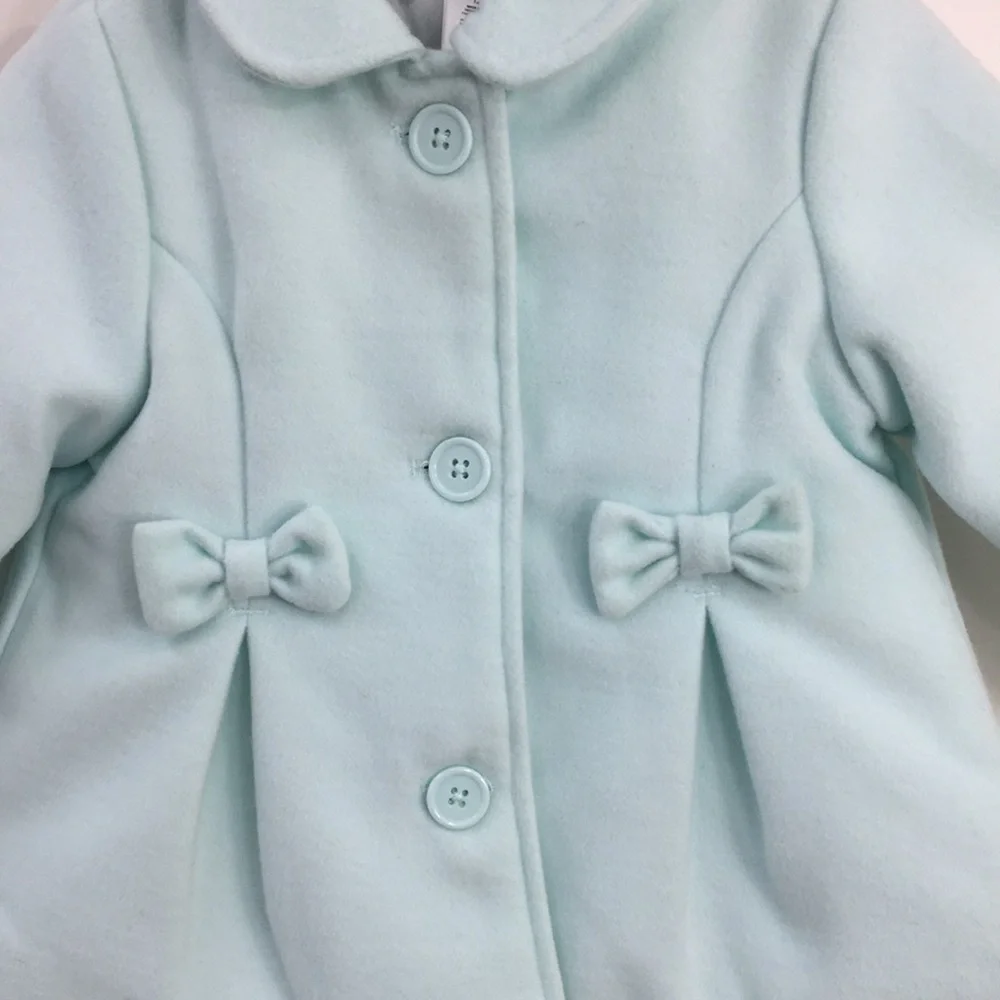 Little Me Girls Mint Green Dress Pea Coat With Bows Size 12 M NEW Without Tags